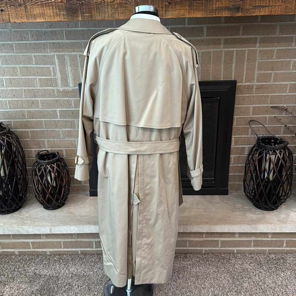 VINTAGE Burberry mens 48 tan cotton blend classic belted trench overcoat - Picture 5 of 11